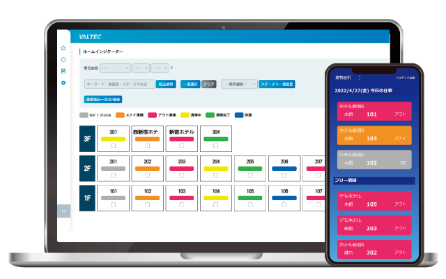 客室清掃管理システム画面イメージ